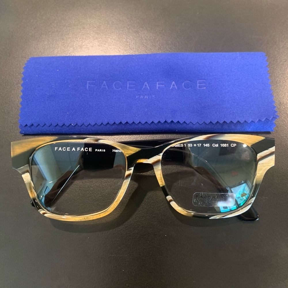 Face a Face James 1 Col. 1681 Black & Beige 53mm Womens Square Eyeglasses